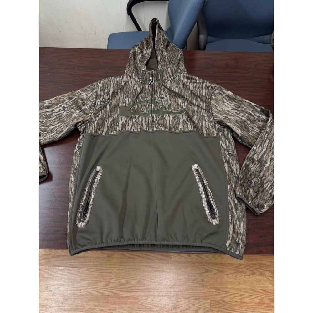Drake Mossy Oak Bottomland Camouflage Quarter Zip Endurance Jacket Size Large